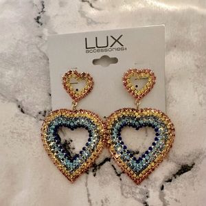Colorful fashion statement heart shaped earrings